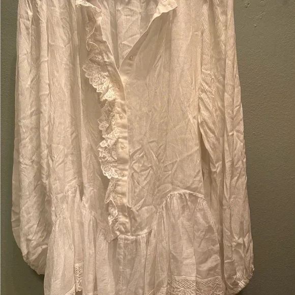 Free People White Ruffled Tunic - Picture 1 of 6